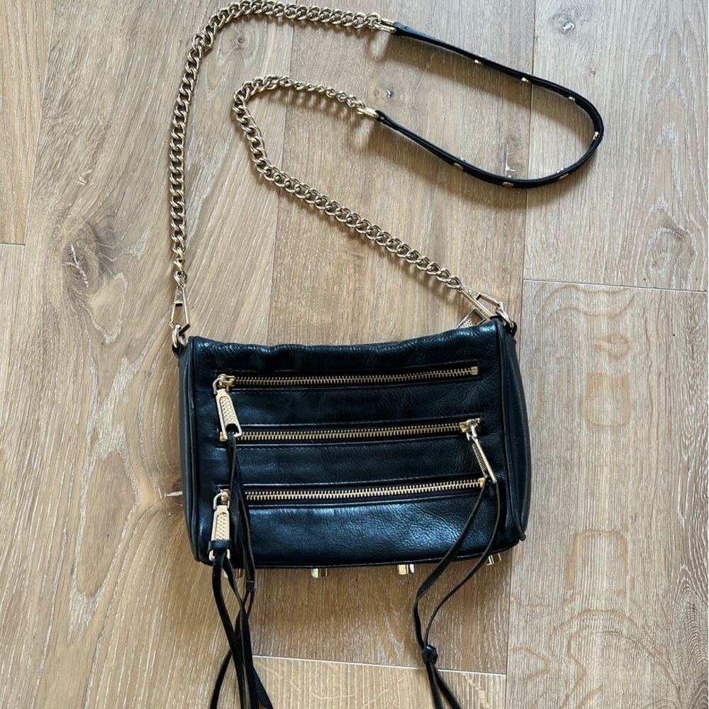 Rebecca Minkoff Black Purse with gold chain